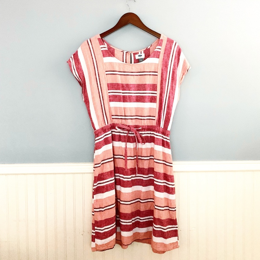 Old Navy Striped Peach Summer Midi Dress M🍑